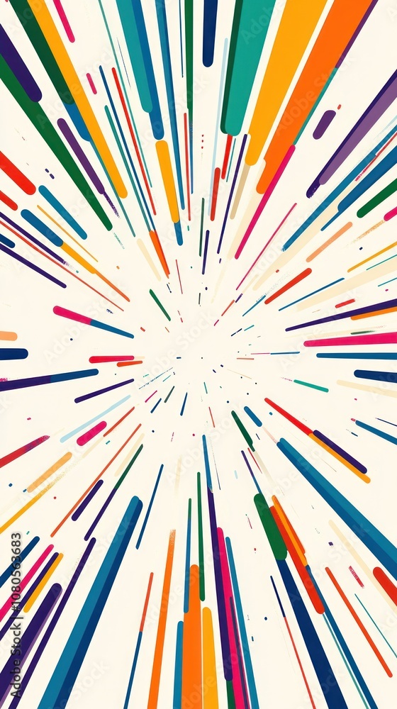 Poster a vibrant burst of colors radiating outward, creating a dynamic and energetic visual effect.