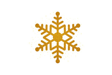 Snowflake gold glitter isolated background.