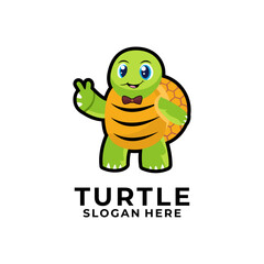 Cute sea turtle cartoon logo vector, Cute Turtle mascot icon vector illustrations