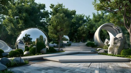 Minimalist Theme Park with Modern Design and Clean Lines in Home Mockup 3D Render