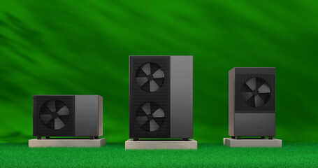 heat pump energy as a heater and alternative green energy - 3D Illustration