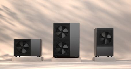 heat pump energy as a heater and alternative green energy - 3D Illustration