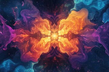 Obraz premium Abstract Cosmic Swirls with a Central Starburst