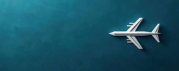 Minimalist airplane icon in flight abstract space graphic design simple aesthetic top view geometric concept