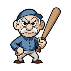 Fototapeta premium A angry man with baseball bat vector cartoon illustration