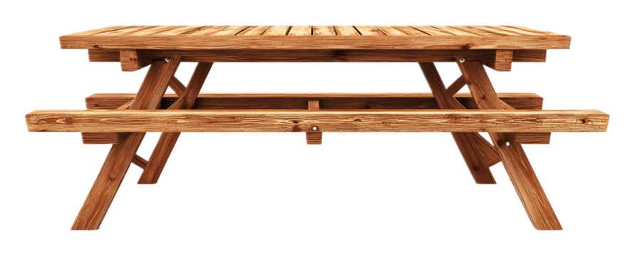 Wooden picnic table on a white background. isolated background. - Powered by Adobe