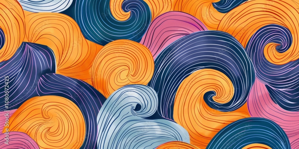 Poster hand-drawn background pattern with swirl design idea