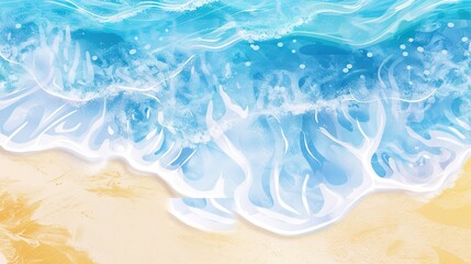 Obraz premium Summer Beach and White Beach Wave Water Background - a serene and refreshing top view visual. The summer beach and wave create a calming and picturesque scene.