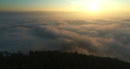 Sea of ​​fog on the mountain at sunrise