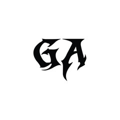 GA monogram logo design letter text name symbol monochrome logotype alphabet character simple logo