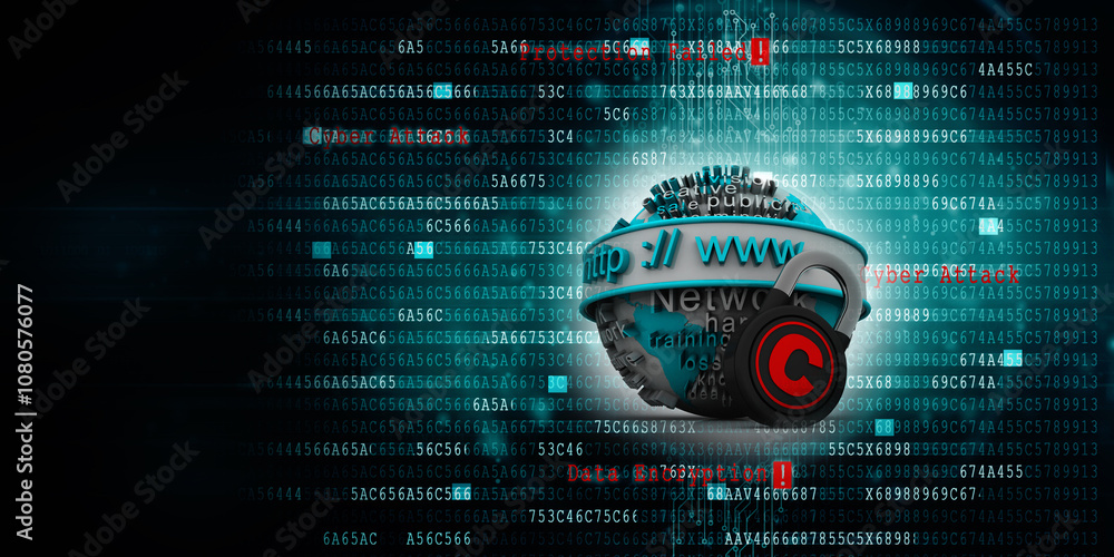 Poster 3d rendering https www sign on globe protected copyright lock