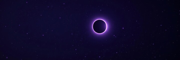 Obraz premium A darkening purple star field with an eclipse about to occur in the center of the frame, space, galaxy