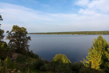 Russia Perm Krai Kama River view on a cloudy summer day