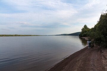 Russia Perm Krai Kama River view on a cloudy summer day
