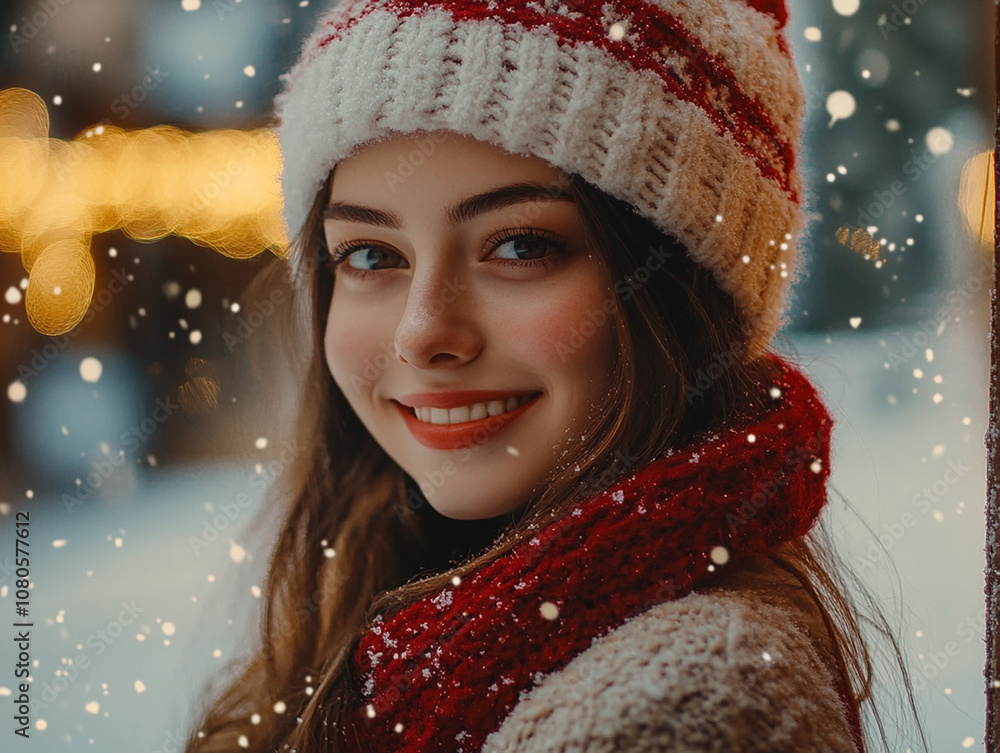 Wall mural Young beautiful Christmas beauty