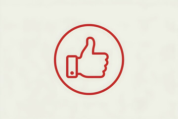 Obraz premium Red thumbs up icon in circular boundary, symbolizing positive engagement