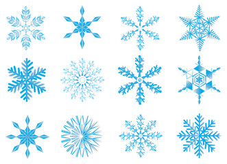 set of snowflakes on blue. Snow Icons. Snowflakes Vector Icons. Winter Icons. Snow or Snowflake symbol. Snow. 