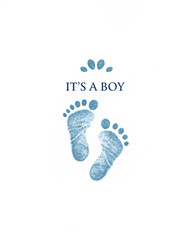It's a Boy Greeting Card with Minimalist Baby Footprint