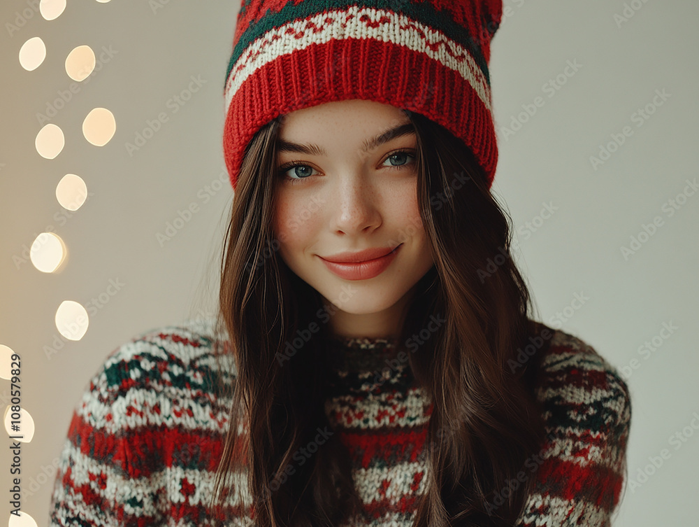 Wall mural Young beautiful Christmas beauty