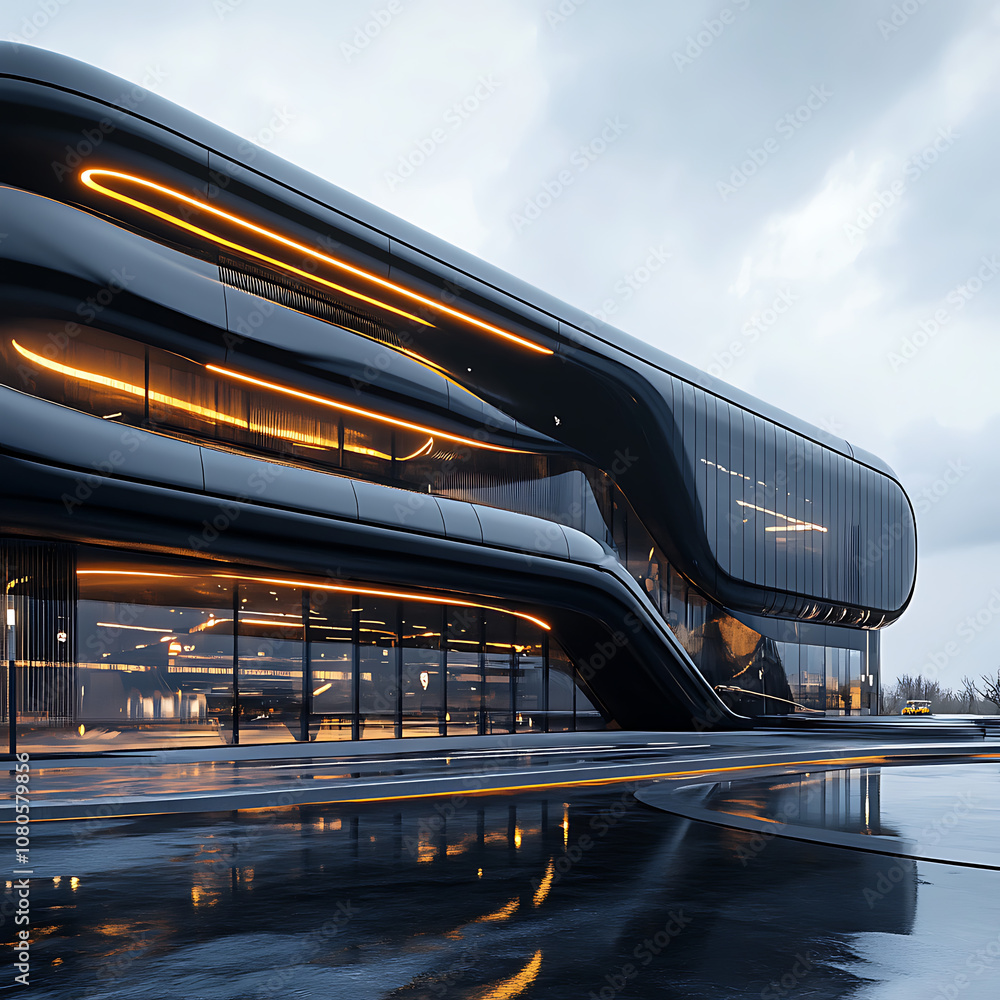 Aufkleber futuristic architectural render showing unique building design image