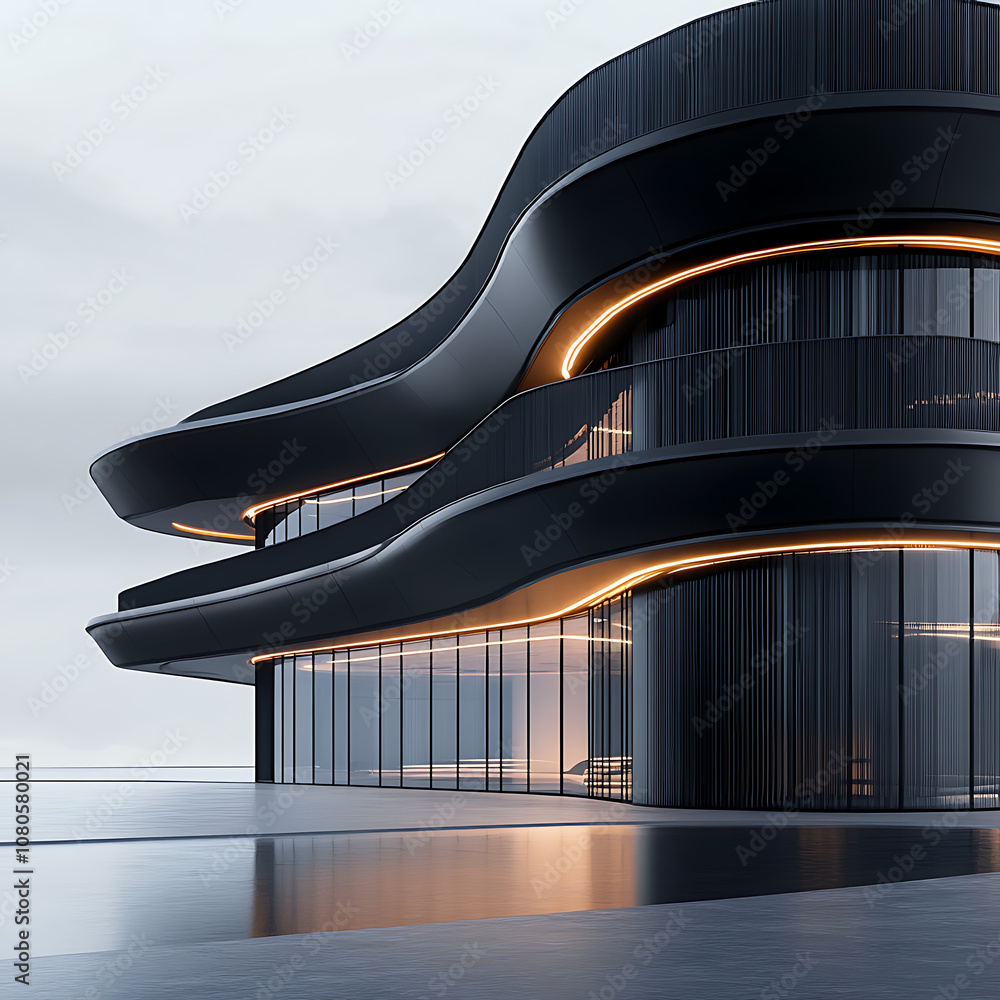 Aufkleber futuristic building architecture with innovative design features image