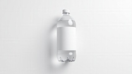 Stylish mockup water bottle with a blank label, viewed from above to reveal clear water and intricate cap details.