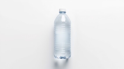 High-quality transparent water bottle mockup with clear water and detailed reflections, ideal for branding.