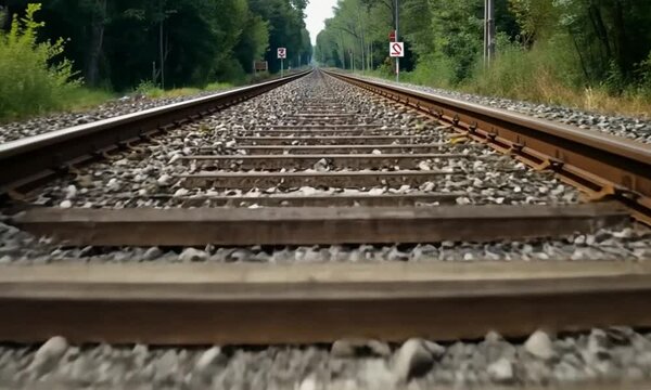 3d view of train tracks