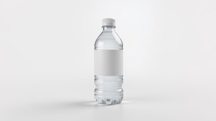 Clean water bottle mockup white with a blank label, intricate reflections, and a premium 3D effect for label designs.