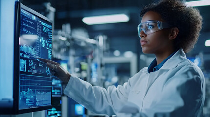 Professional overseeing automated machinery with a touchscreen device in a smart industrial facility, highlighting the role of digital transformation in enhancing manufacturing pro