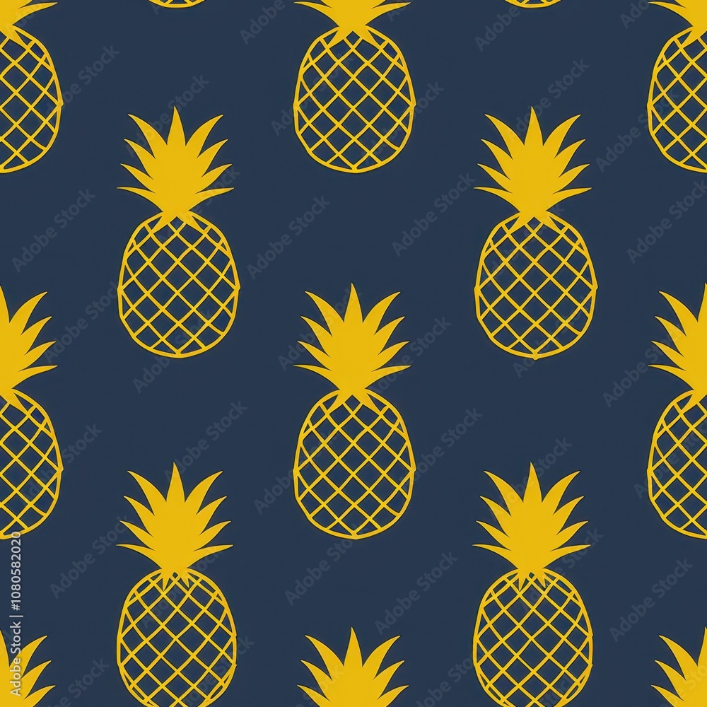 Poster minimal pineapple pattern design fabric printing seamless texture colorful background modern aesthet