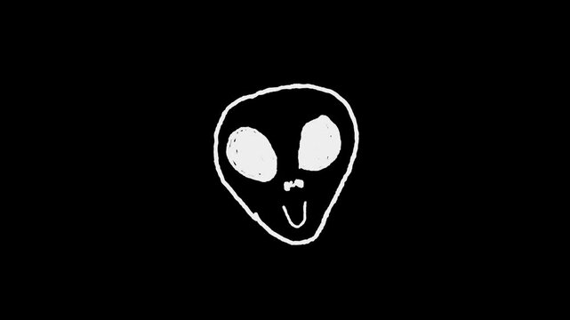 hand drawn doodle elements of an alien cartoon face