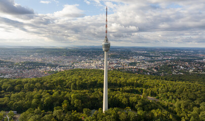 Stuttgart TV Tower in Germany from the air