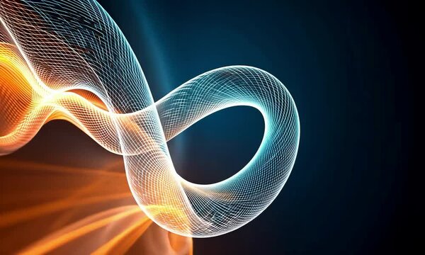 Beautiful concept of data wave function, fractal infinity symbol torus loops