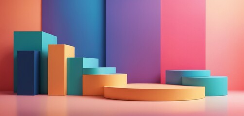 Gradient Background, Layered Platforms