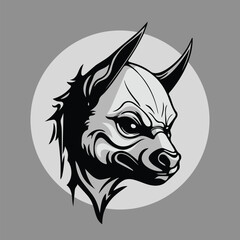 Obraz premium Bat head design vector, black and white, sillhoute, simple line art, icon.