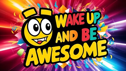 Wake Up and Be Awesome Illustartion,Typography,Banner,Poster T-shirt Design Motivational Quote,