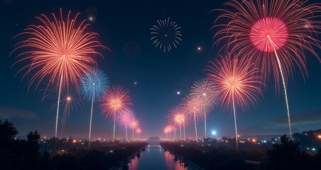 fireworks on the night sky