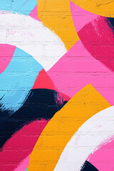 Obraz premium A vibrant, abstract mural featuring bold colors and shapes, perfect for adding a modern artistic touch to any project or design.