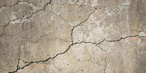Obraz premium Rough and weathered concrete texture with deep cracks and uneven surface, weathered, walls, architectural, facades