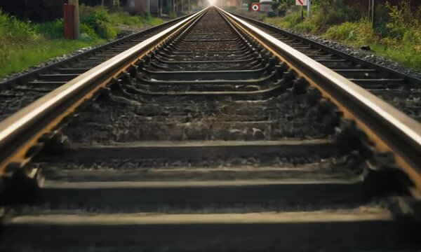3d view of train tracks