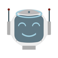Robot face with a nimbus. Vector illustration.