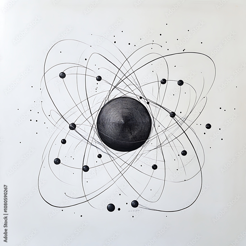 Poster advanced digital atom design with intricate lines picture