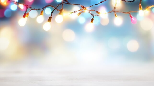 Softly glowing string lights illuminate a cozy indoor space, creating a warm and festive atmosphere perfect for any celebration during twilight hours
