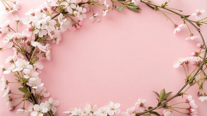 Pastel pink background with a delicate flower wreath, beauty, floral wreath, floral, elegant, soft focus