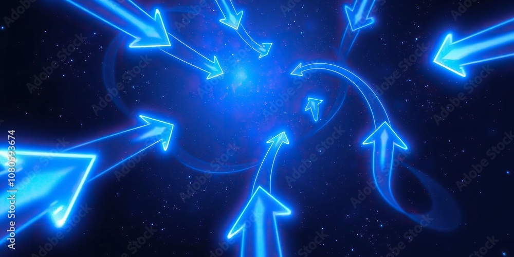 Canvas Prints deep space background with glowing blue arrows moving in a spiral pattern, movement, arrows, celesti