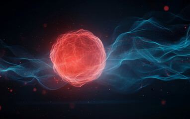 Obraz premium The background of future technology made up of particle elements and rays