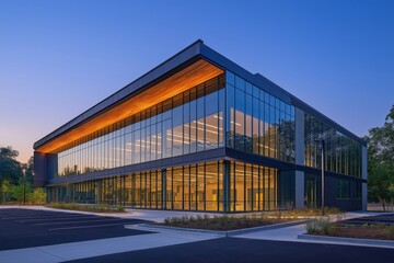 Fototapeta premium A modern data center office building with glass facade