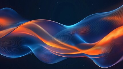 Obraz premium Abstract Blue and Orange Wavy Background with Dotted Pattern