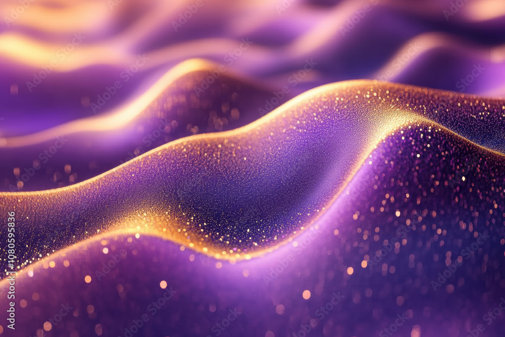 Wall mural abstract waves of purple and gold blend seamlessly, creating a mesmerizing pattern that enhances any